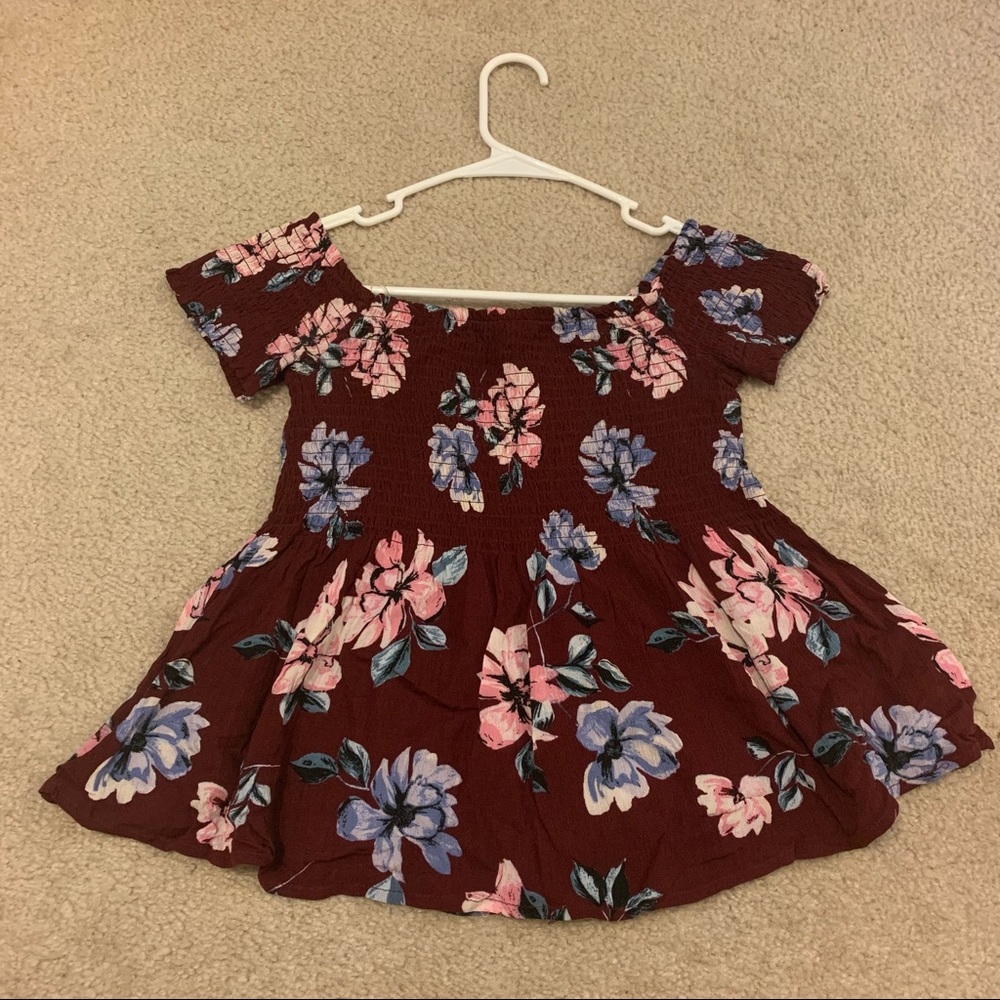 PacSun Kendall & Kylie Maroon Cropped Shirt